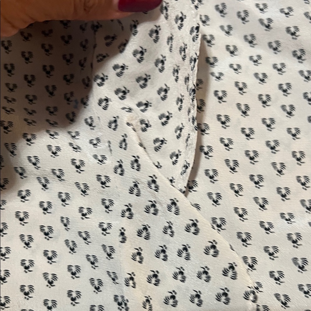 J. Crew Cream Patterned Ruffle Blouse - Picture 6 of 8